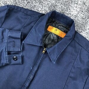 Red Kap Jacket Mens Large Blue Insulated Lined Workwear Full Zip Made USA